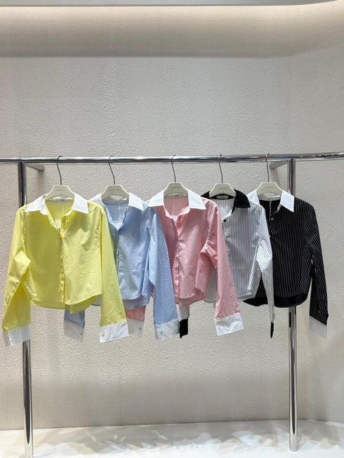 Women Casual stripes Crop Shirts